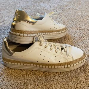 Sam Edelman White and Gold Sneakers 8M